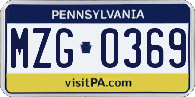 PA license plate MZG0369