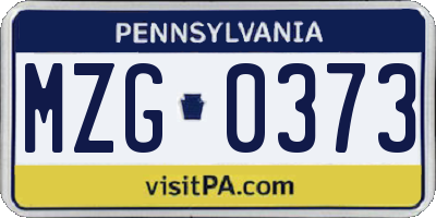 PA license plate MZG0373