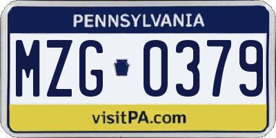 PA license plate MZG0379