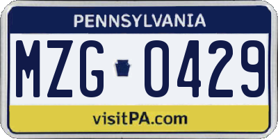 PA license plate MZG0429
