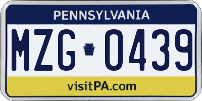 PA license plate MZG0439