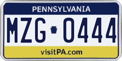 PA license plate MZG0444