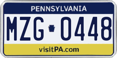 PA license plate MZG0448