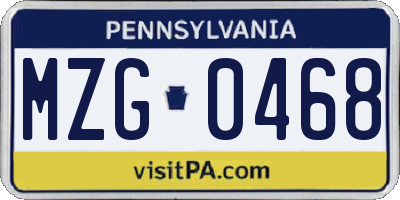 PA license plate MZG0468