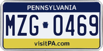 PA license plate MZG0469