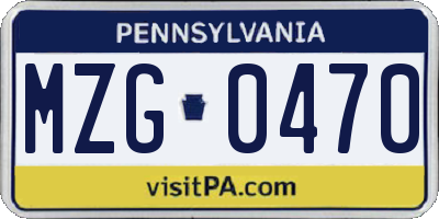 PA license plate MZG0470