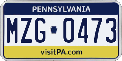 PA license plate MZG0473