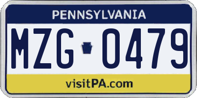 PA license plate MZG0479