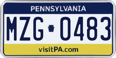 PA license plate MZG0483