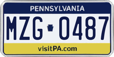 PA license plate MZG0487