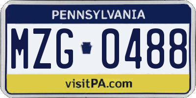 PA license plate MZG0488
