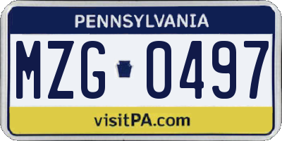 PA license plate MZG0497