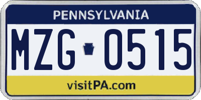PA license plate MZG0515