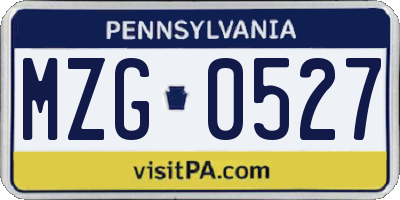 PA license plate MZG0527
