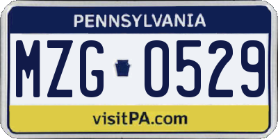 PA license plate MZG0529