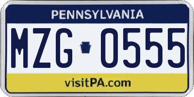 PA license plate MZG0555
