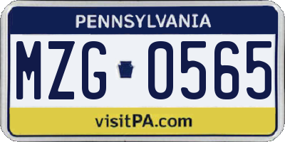 PA license plate MZG0565