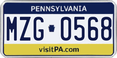 PA license plate MZG0568
