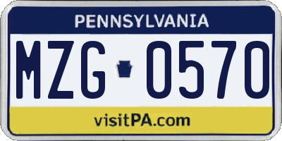 PA license plate MZG0570