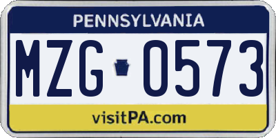 PA license plate MZG0573