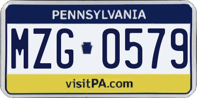 PA license plate MZG0579