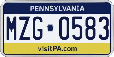 PA license plate MZG0583