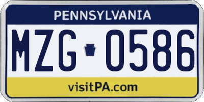 PA license plate MZG0586