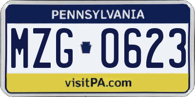 PA license plate MZG0623