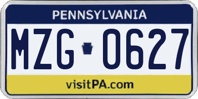 PA license plate MZG0627