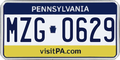 PA license plate MZG0629