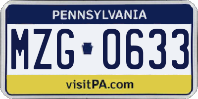 PA license plate MZG0633