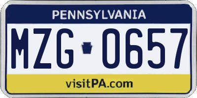 PA license plate MZG0657