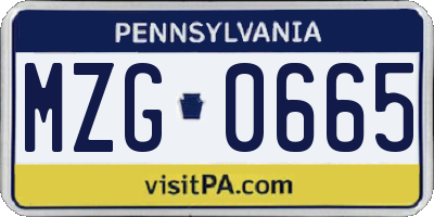 PA license plate MZG0665