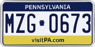 PA license plate MZG0673