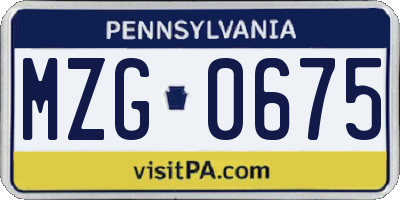 PA license plate MZG0675