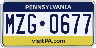 PA license plate MZG0677