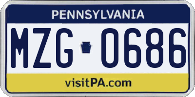 PA license plate MZG0686