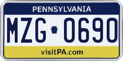 PA license plate MZG0690