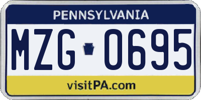 PA license plate MZG0695
