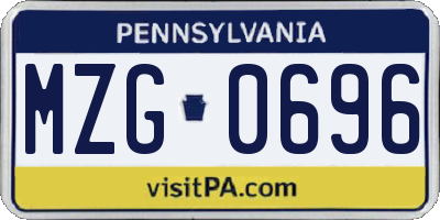 PA license plate MZG0696