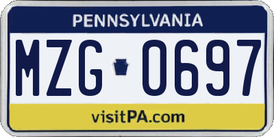 PA license plate MZG0697
