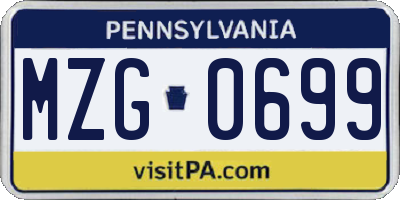 PA license plate MZG0699