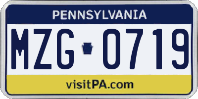 PA license plate MZG0719