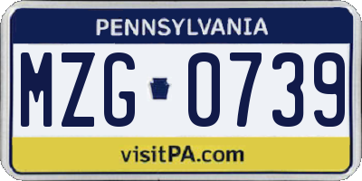 PA license plate MZG0739