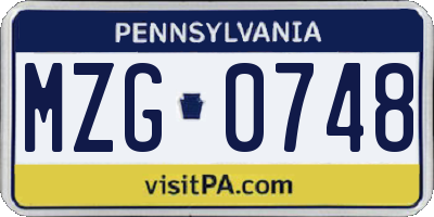 PA license plate MZG0748