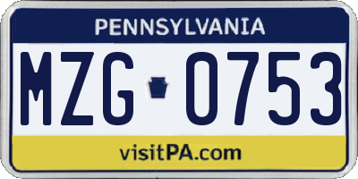 PA license plate MZG0753