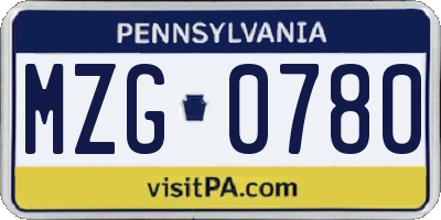 PA license plate MZG0780