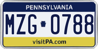 PA license plate MZG0788