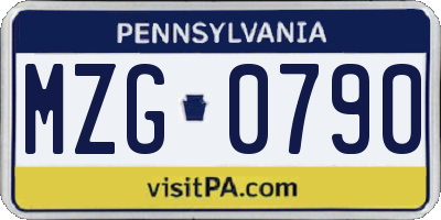 PA license plate MZG0790