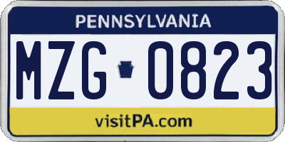 PA license plate MZG0823